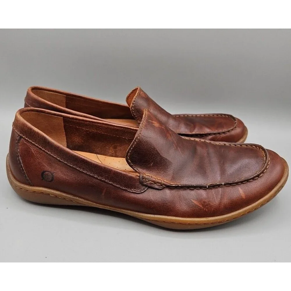 Born Men's Harmon Cymbal Leather Slip-on Shoes Size 9 H02416 Brown